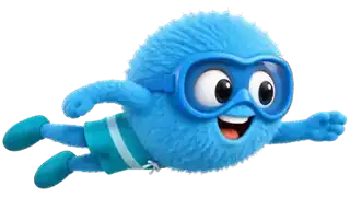 Blauwe Swimie zwemt borstcrawl